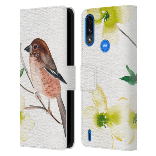Mai Autumn Birds Dogwood Branch Leather Book Wallet Case Cover For Motorola Moto E7 Power / Moto E7i Power