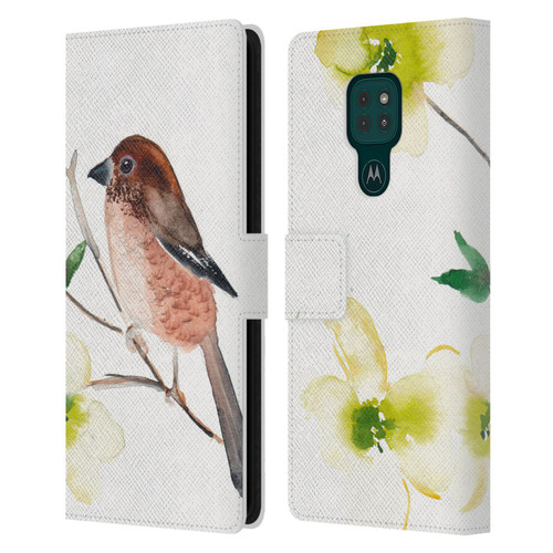 Mai Autumn Birds Dogwood Branch Leather Book Wallet Case Cover For Motorola Moto G9 Play