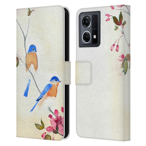 Mai Autumn Birds Blossoms Leather Book Wallet Case Cover For OPPO Reno8 4G