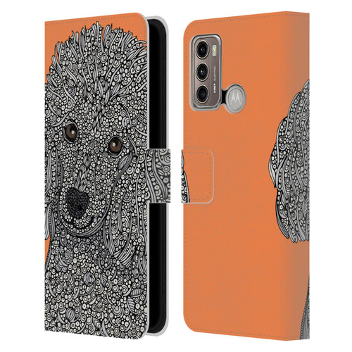 Valentina Dogs Poodle Leather Book Wallet Case Cover For Motorola Moto G60 / Moto G40 Fusion