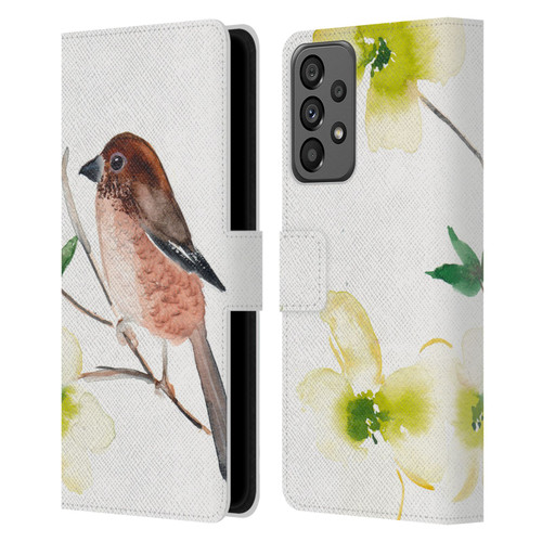 Mai Autumn Birds Dogwood Branch Leather Book Wallet Case Cover For Samsung Galaxy A73 5G (2022)