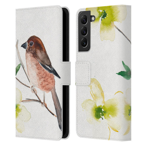 Mai Autumn Birds Dogwood Branch Leather Book Wallet Case Cover For Samsung Galaxy S22+ 5G