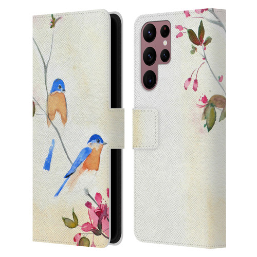 Mai Autumn Birds Blossoms Leather Book Wallet Case Cover For Samsung Galaxy S22 Ultra 5G