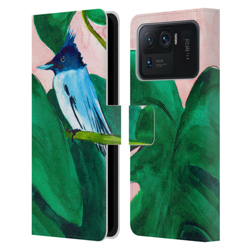 Mai Autumn Birds Monstera Plant Leather Book Wallet Case Cover For Xiaomi Mi 11 Ultra