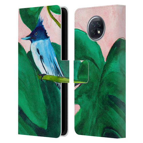 Mai Autumn Birds Monstera Plant Leather Book Wallet Case Cover For Xiaomi Redmi Note 9T 5G