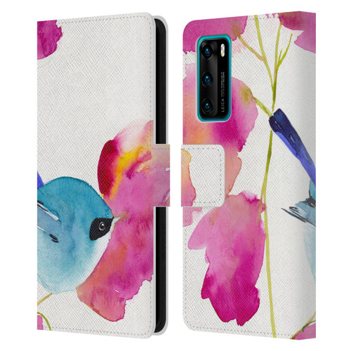 Mai Autumn Floral Blooms Blue Bird Leather Book Wallet Case Cover For Huawei P40 5G