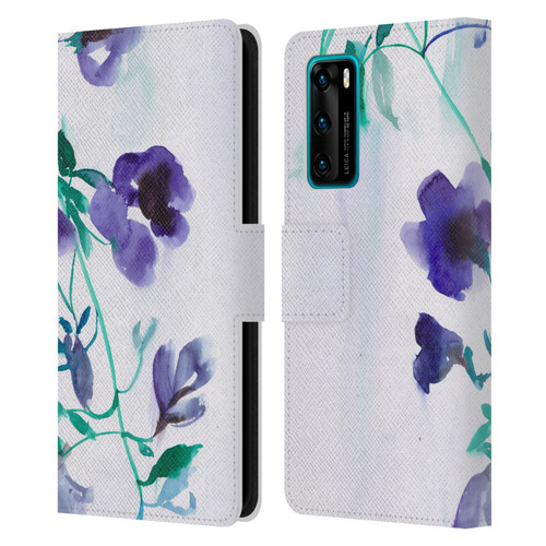 Mai Autumn Floral Blooms Moon Drops Leather Book Wallet Case Cover For Huawei P40 5G