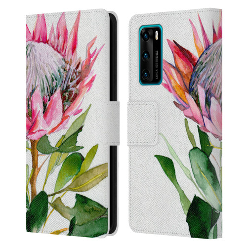 Mai Autumn Floral Blooms Protea Leather Book Wallet Case Cover For Huawei P40 5G