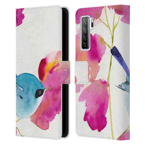 Mai Autumn Floral Blooms Blue Bird Leather Book Wallet Case Cover For Huawei Nova 7 SE/P40 Lite 5G