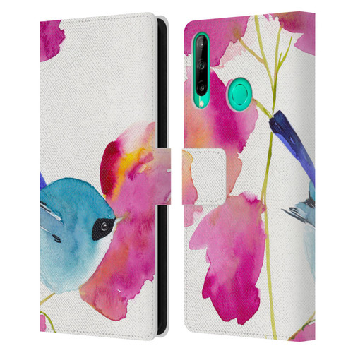 Mai Autumn Floral Blooms Blue Bird Leather Book Wallet Case Cover For Huawei P40 lite E