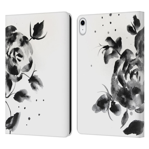 Mai Autumn Floral Blooms Black Beauty Leather Book Wallet Case Cover For Apple iPad 10.9 (2022)