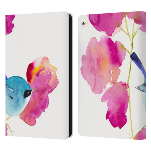 Mai Autumn Floral Blooms Blue Bird Leather Book Wallet Case Cover For Apple iPad Air 2 (2014)