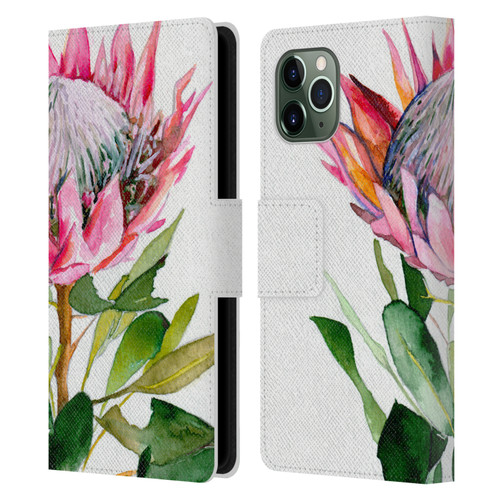 Mai Autumn Floral Blooms Protea Leather Book Wallet Case Cover For Apple iPhone 11 Pro