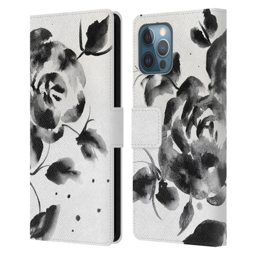 Mai Autumn Floral Blooms Black Beauty Leather Book Wallet Case Cover For Apple iPhone 12 Pro Max
