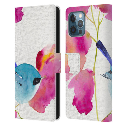 Mai Autumn Floral Blooms Blue Bird Leather Book Wallet Case Cover For Apple iPhone 12 Pro Max