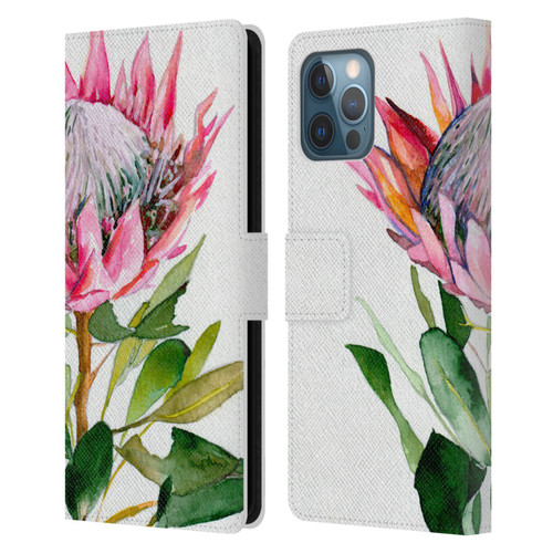 Mai Autumn Floral Blooms Protea Leather Book Wallet Case Cover For Apple iPhone 12 Pro Max