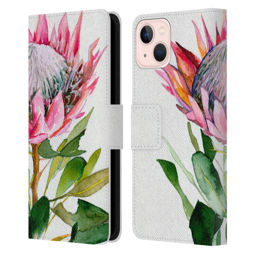 Mai Autumn Floral Blooms Protea Leather Book Wallet Case Cover For Apple iPhone 13