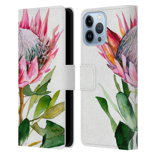 Mai Autumn Floral Blooms Protea Leather Book Wallet Case Cover For Apple iPhone 13 Pro Max