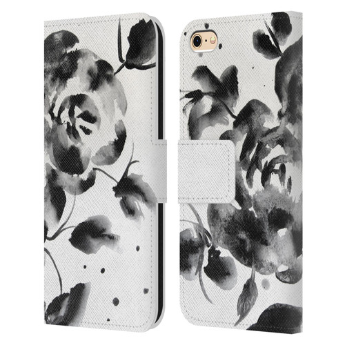 Mai Autumn Floral Blooms Black Beauty Leather Book Wallet Case Cover For Apple iPhone 6 / iPhone 6s