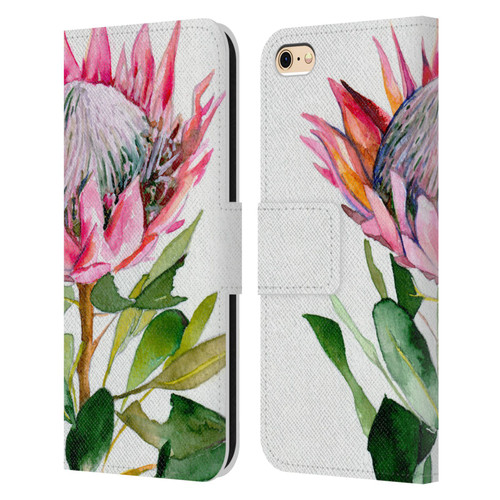 Mai Autumn Floral Blooms Protea Leather Book Wallet Case Cover For Apple iPhone 6 / iPhone 6s