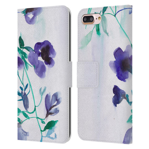 Mai Autumn Floral Blooms Moon Drops Leather Book Wallet Case Cover For Apple iPhone 7 Plus / iPhone 8 Plus