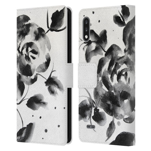 Mai Autumn Floral Blooms Black Beauty Leather Book Wallet Case Cover For LG K22