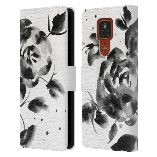 Mai Autumn Floral Blooms Black Beauty Leather Book Wallet Case Cover For Motorola Moto E7 Plus