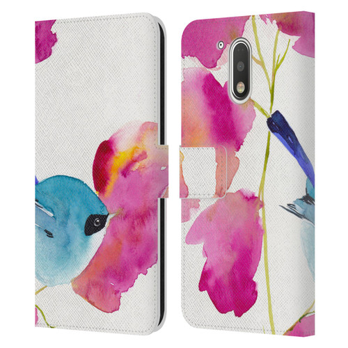 Mai Autumn Floral Blooms Blue Bird Leather Book Wallet Case Cover For Motorola Moto G41