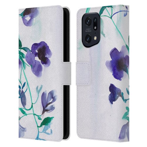 Mai Autumn Floral Blooms Moon Drops Leather Book Wallet Case Cover For OPPO Find X5 Pro
