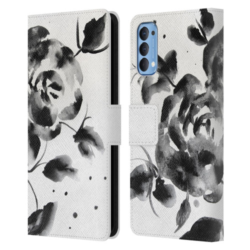 Mai Autumn Floral Blooms Black Beauty Leather Book Wallet Case Cover For OPPO Reno 4 5G