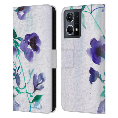 Mai Autumn Floral Blooms Moon Drops Leather Book Wallet Case Cover For OPPO Reno8 4G