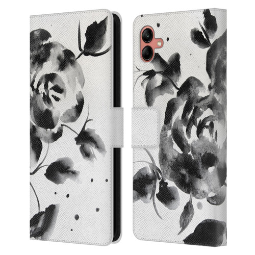 Mai Autumn Floral Blooms Black Beauty Leather Book Wallet Case Cover For Samsung Galaxy A04 (2022)