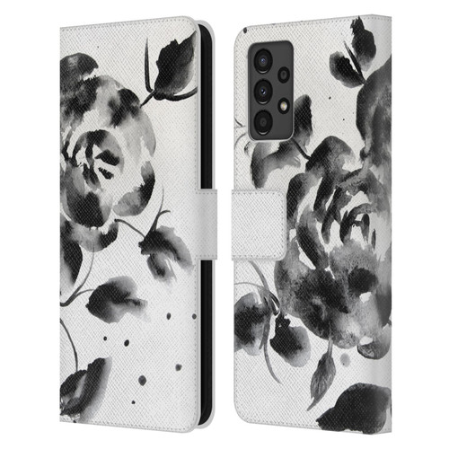 Mai Autumn Floral Blooms Black Beauty Leather Book Wallet Case Cover For Samsung Galaxy A13 (2022)