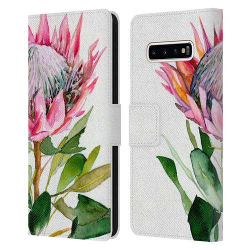 Mai Autumn Floral Blooms Protea Leather Book Wallet Case Cover For Samsung Galaxy S10+ / S10 Plus