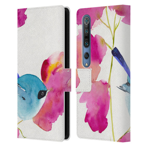 Mai Autumn Floral Blooms Blue Bird Leather Book Wallet Case Cover For Xiaomi Mi 10 5G / Mi 10 Pro 5G