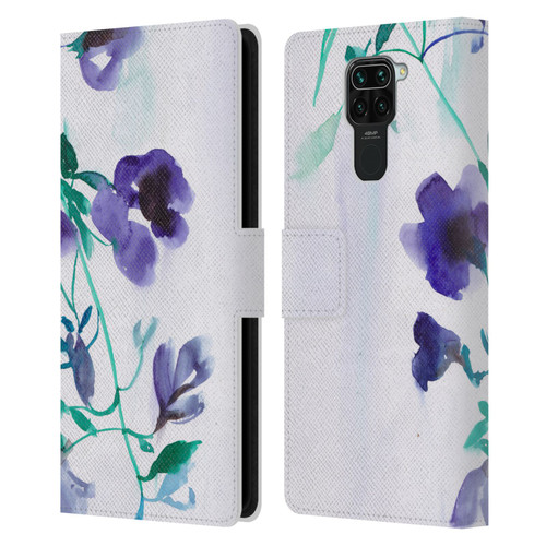 Mai Autumn Floral Blooms Moon Drops Leather Book Wallet Case Cover For Xiaomi Redmi Note 9 / Redmi 10X 4G