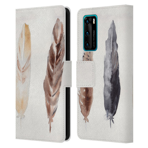 Mai Autumn Feathers Pattern Leather Book Wallet Case Cover For Huawei P40 5G