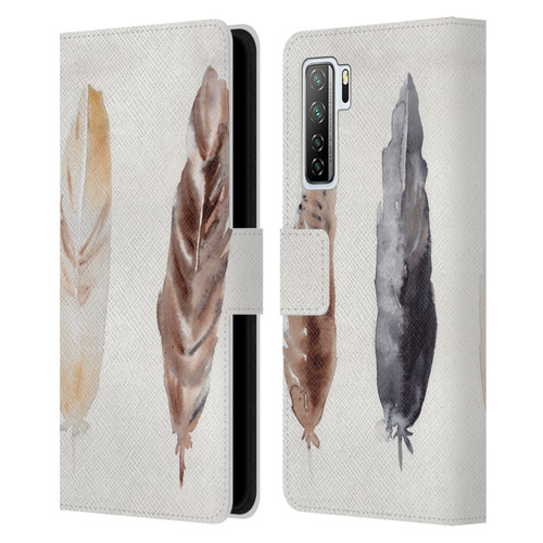 Mai Autumn Feathers Pattern Leather Book Wallet Case Cover For Huawei Nova 7 SE/P40 Lite 5G