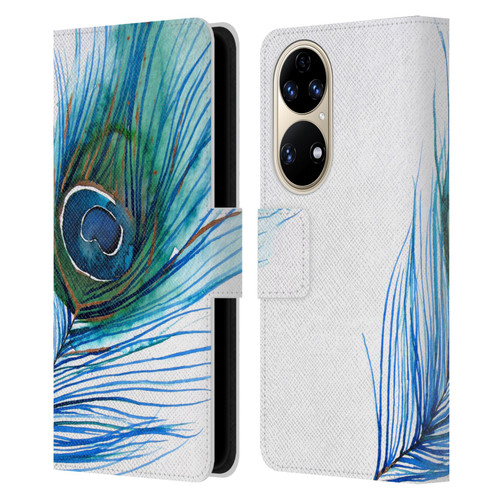 Mai Autumn Feathers Peacock Leather Book Wallet Case Cover For Huawei P50