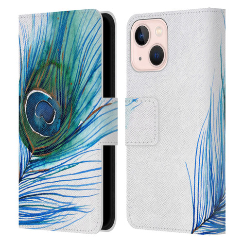 Mai Autumn Feathers Peacock Leather Book Wallet Case Cover For Apple iPhone 13 Mini