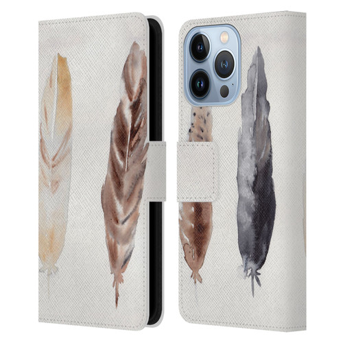 Mai Autumn Feathers Pattern Leather Book Wallet Case Cover For Apple iPhone 13 Pro