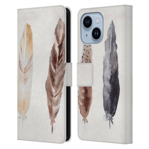 Mai Autumn Feathers Pattern Leather Book Wallet Case Cover For Apple iPhone 14 Plus