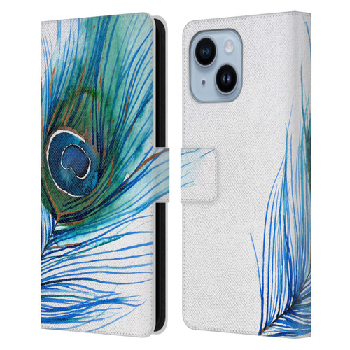Mai Autumn Feathers Peacock Leather Book Wallet Case Cover For Apple iPhone 14 Plus
