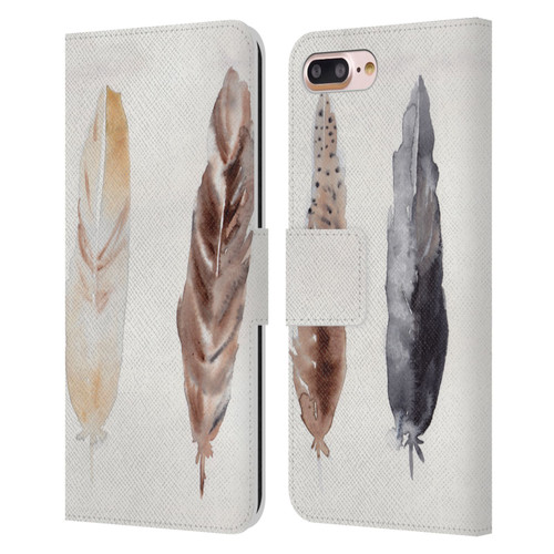 Mai Autumn Feathers Pattern Leather Book Wallet Case Cover For Apple iPhone 7 Plus / iPhone 8 Plus