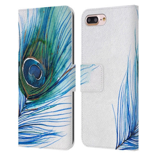 Mai Autumn Feathers Peacock Leather Book Wallet Case Cover For Apple iPhone 7 Plus / iPhone 8 Plus