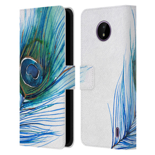 Mai Autumn Feathers Peacock Leather Book Wallet Case Cover For Nokia C10 / C20