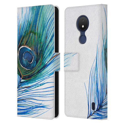 Mai Autumn Feathers Peacock Leather Book Wallet Case Cover For Nokia C21