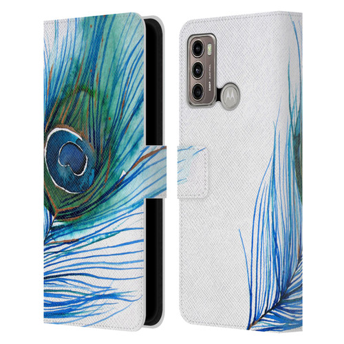Mai Autumn Feathers Peacock Leather Book Wallet Case Cover For Motorola Moto G60 / Moto G40 Fusion