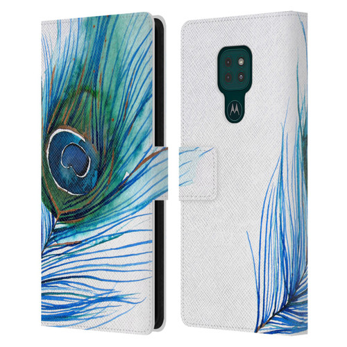 Mai Autumn Feathers Peacock Leather Book Wallet Case Cover For Motorola Moto G9 Play