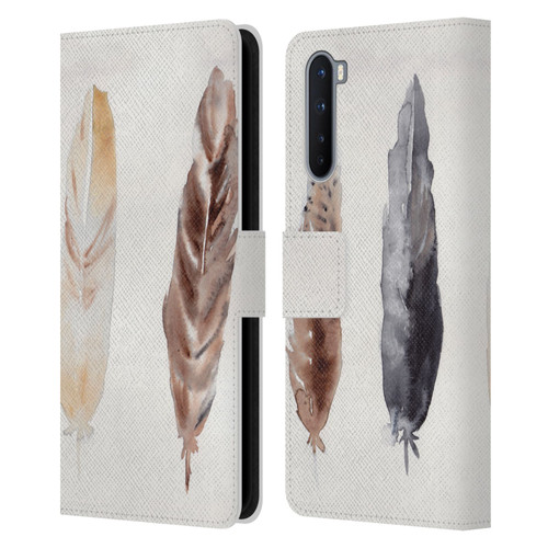 Mai Autumn Feathers Pattern Leather Book Wallet Case Cover For OnePlus Nord 5G